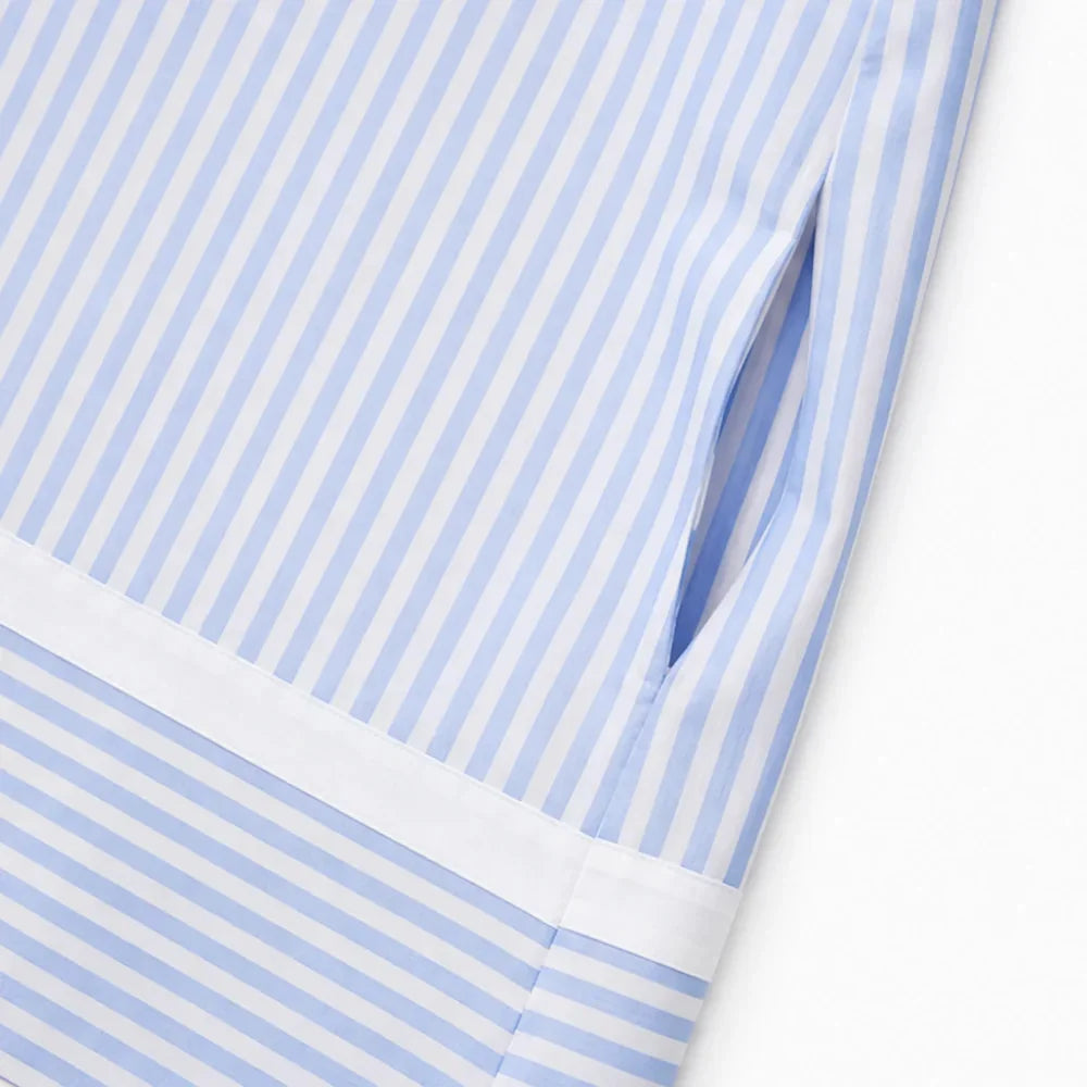 Marivelle – Striped V-Neck Tunic Dress with Pockets