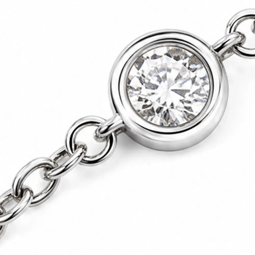 Lunavia – Floating Stone Silver Necklace with Pavé Halo