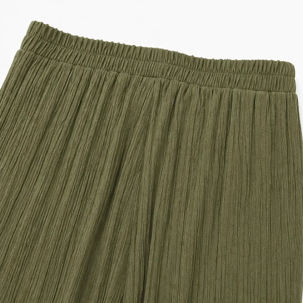 Velora – Ribbed Wide-Leg Capri Pants with Drawstring Waist &amp; Side Slit, Plus Size 1XL–5XL