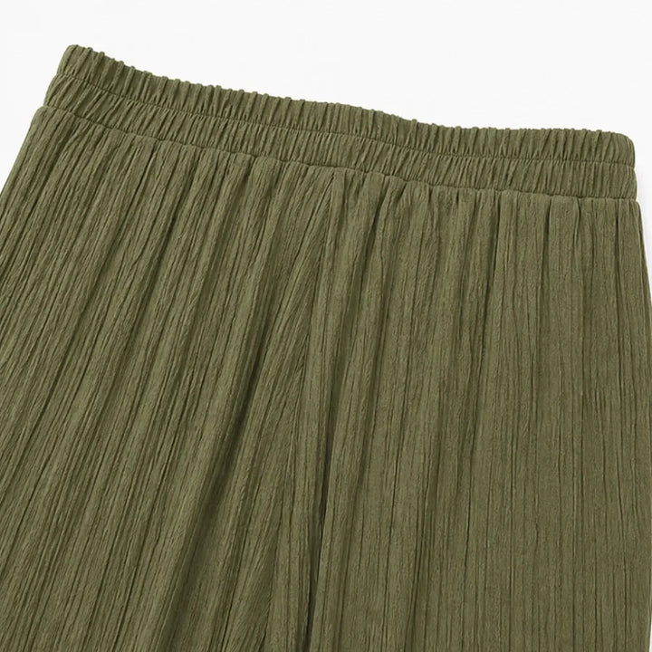 Velora – Ribbed Wide-Leg Capri Pants with Drawstring Waist &amp; Side Slit, Plus Size 1XL–5XL