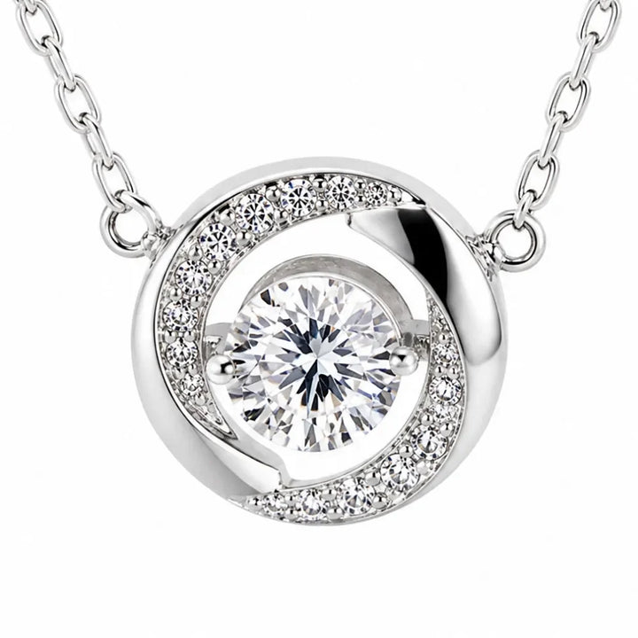 Lunavia – Floating Stone Silver Necklace with Pavé Halo