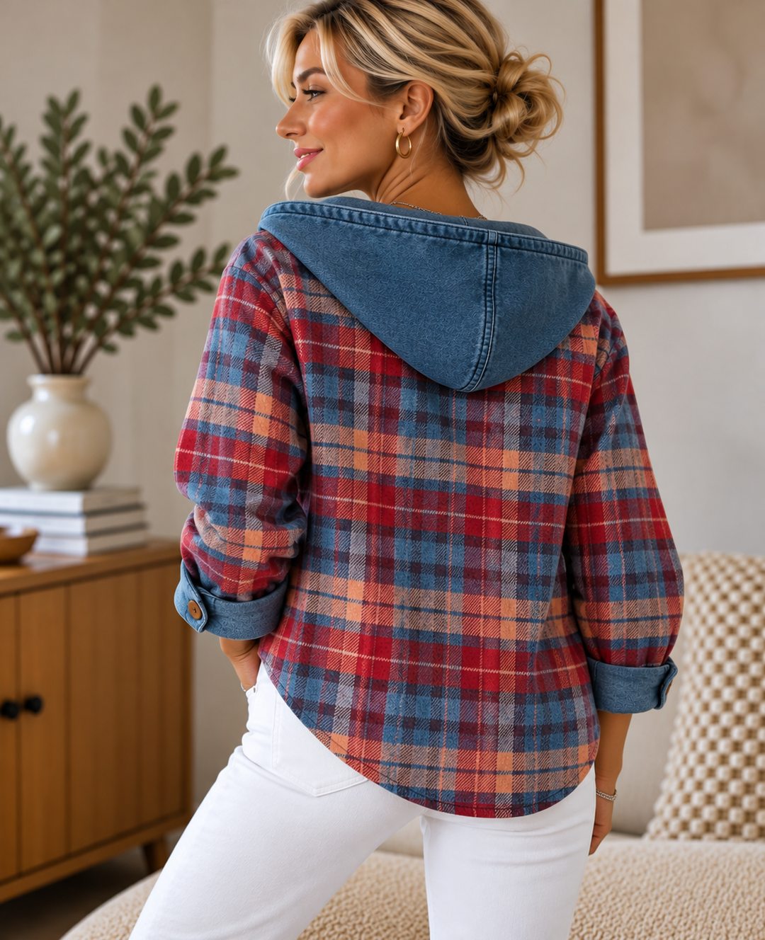 Hooded Plaid Shacket