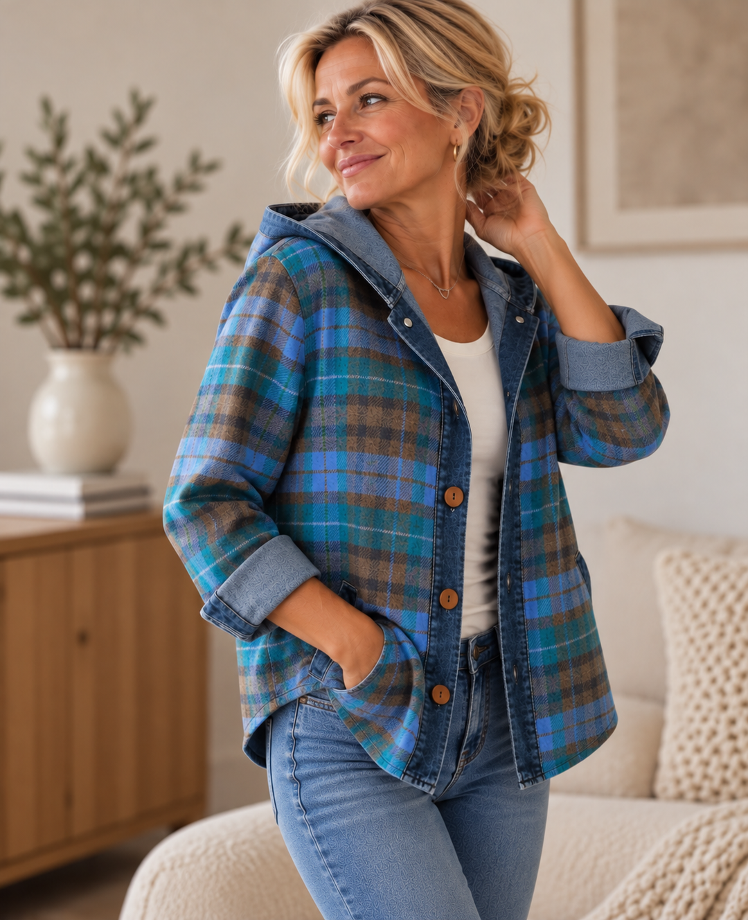 Hooded Plaid Shacket
