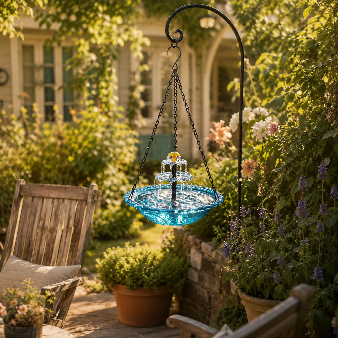 Avelora – Solar Hanging Bird Bath Fountain with Two-Tier Cascade