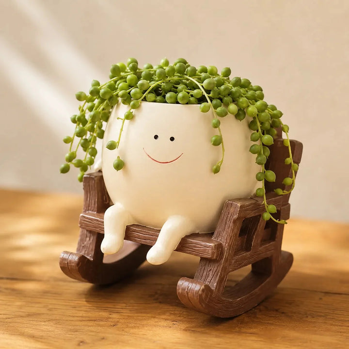 Pippin – Smiley Face Planter Pot with Rocking Chair, Swing &amp; Hammock Designs