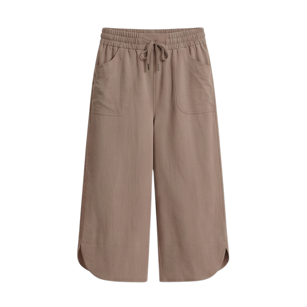 Lounella – Soft Cropped Wide-Leg Pants with Pockets