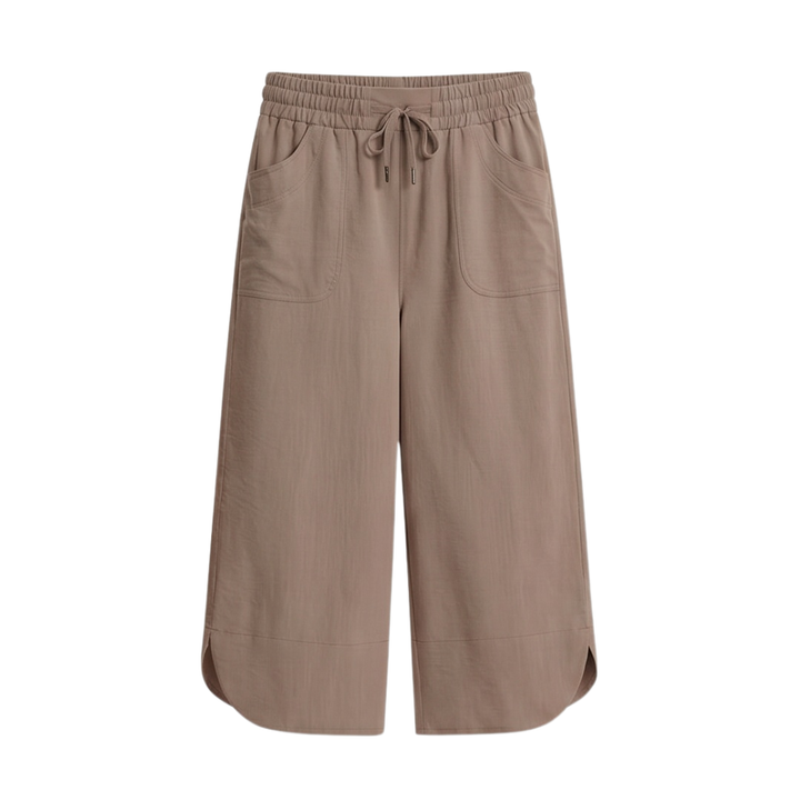 Lounella – Soft Cropped Wide-Leg Pants with Pockets
