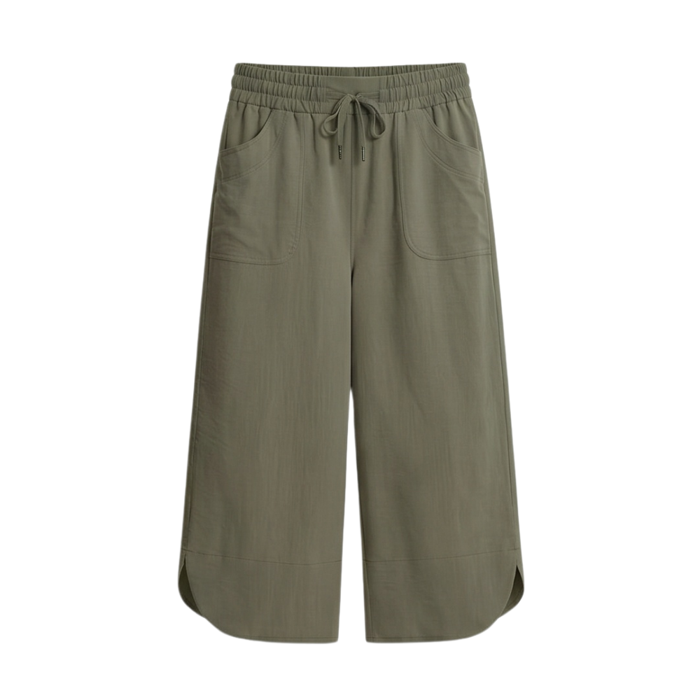 Lounella – Soft Cropped Wide-Leg Pants with Pockets
