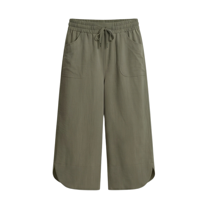 Lounella – Soft Cropped Wide-Leg Pants with Pockets