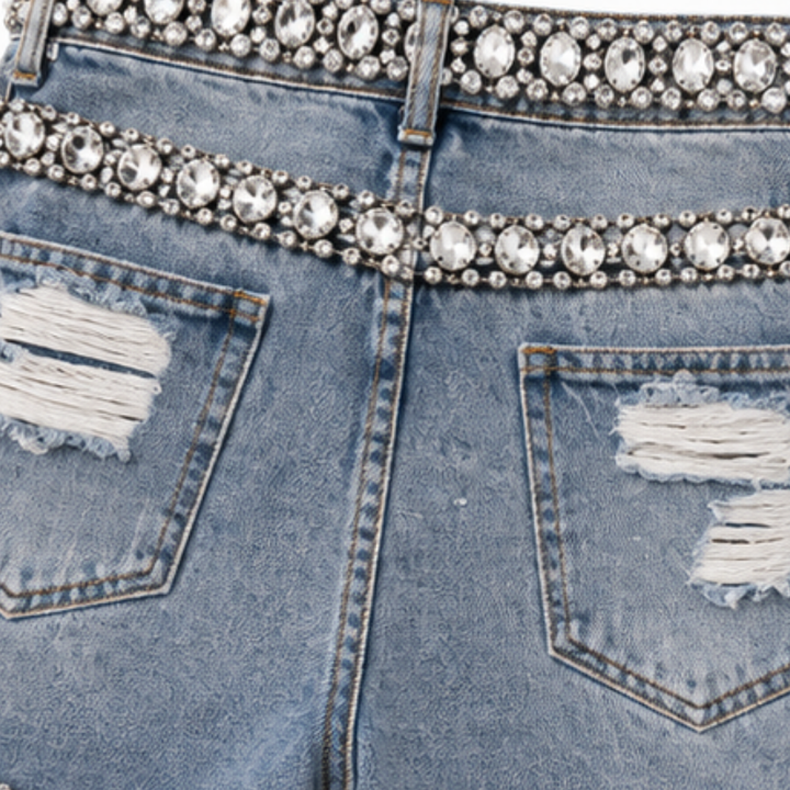 Suncrest – Rhinestone Denim-look Shorts That Don&