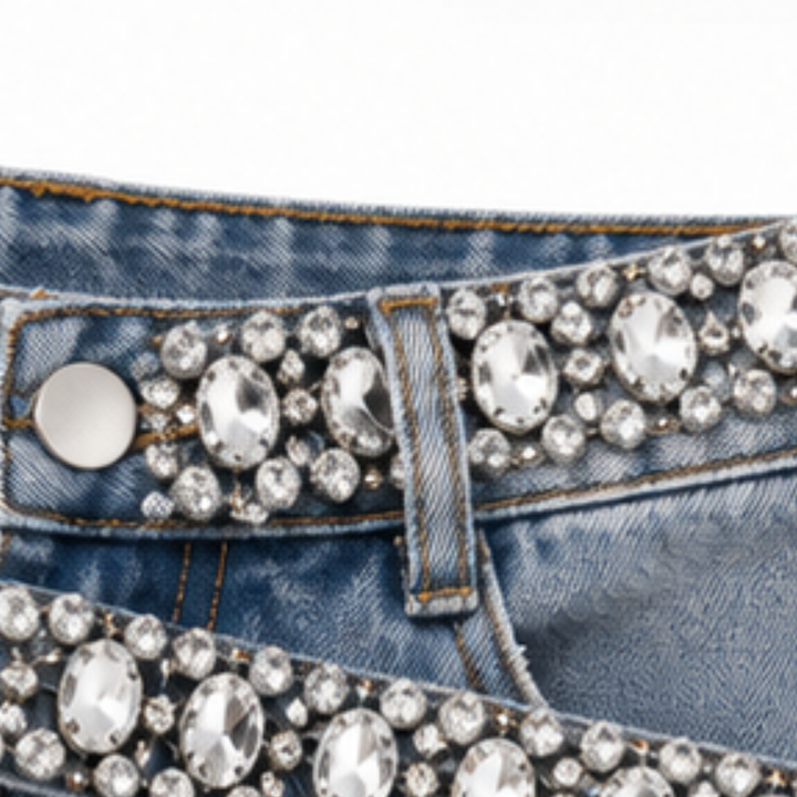 Suncrest – Rhinestone Denim-look Shorts That Don&