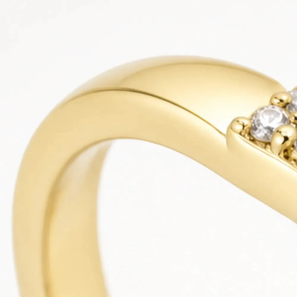 Graceloop – Mobius Cross Ring with Pavé Stones, Gold or Silver