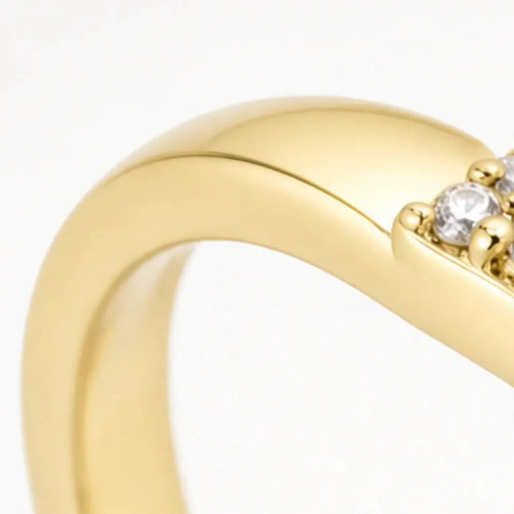 Graceloop – Mobius Cross Ring with Pavé Stones, Gold or Silver