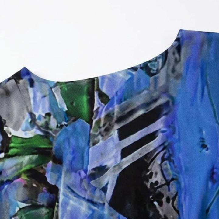 Phaeline - Printed Midi Dress with Attached Cardigan