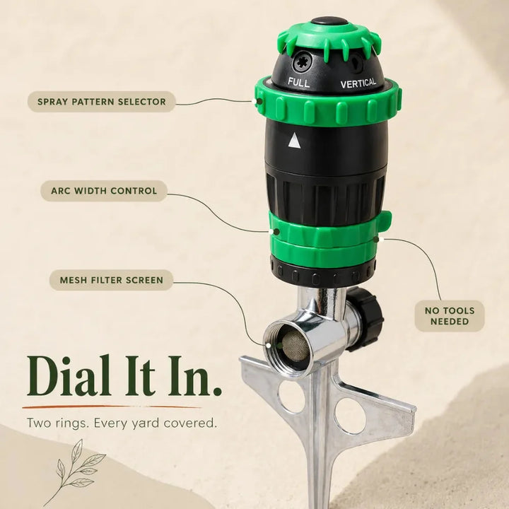 Yardwell – Gear Drive Rotating Sprinkler with Spike, 5 Spray Patterns and Adjustable Arc for Lawn and Garden