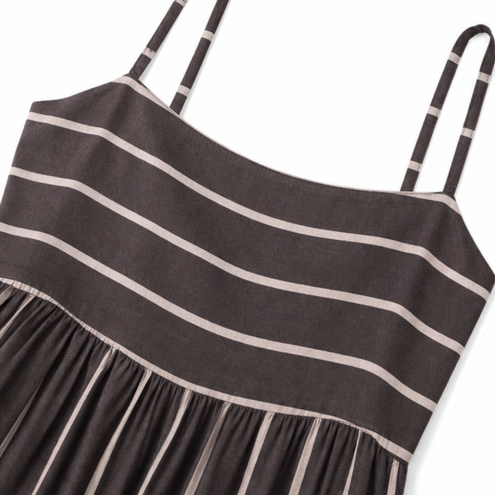 Solène – Striped Cami Maxi Dress with Smocked Back