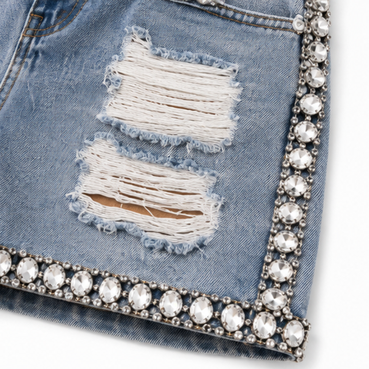Suncrest – Rhinestone Denim-look Shorts That Don&