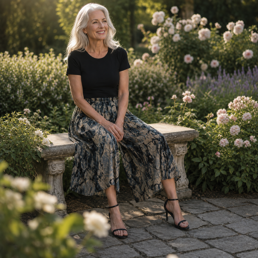 Florenza – Wide-Leg Flowy Summer Capri Pants with Elastic Waist &amp; Pockets