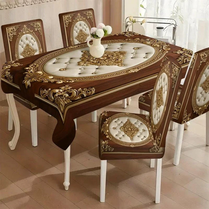 Tavolara – Ornate Embossed Tablecloth And Chair Cover Set