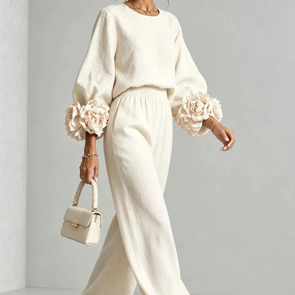 Cufflora – Floral Cuff Wide-Leg Two-Piece Set