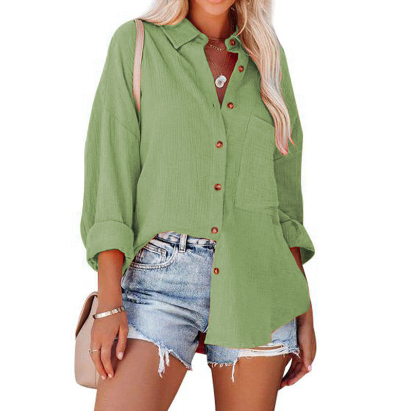 MADELYN | Blouse décontractée à manches longues boutonnée