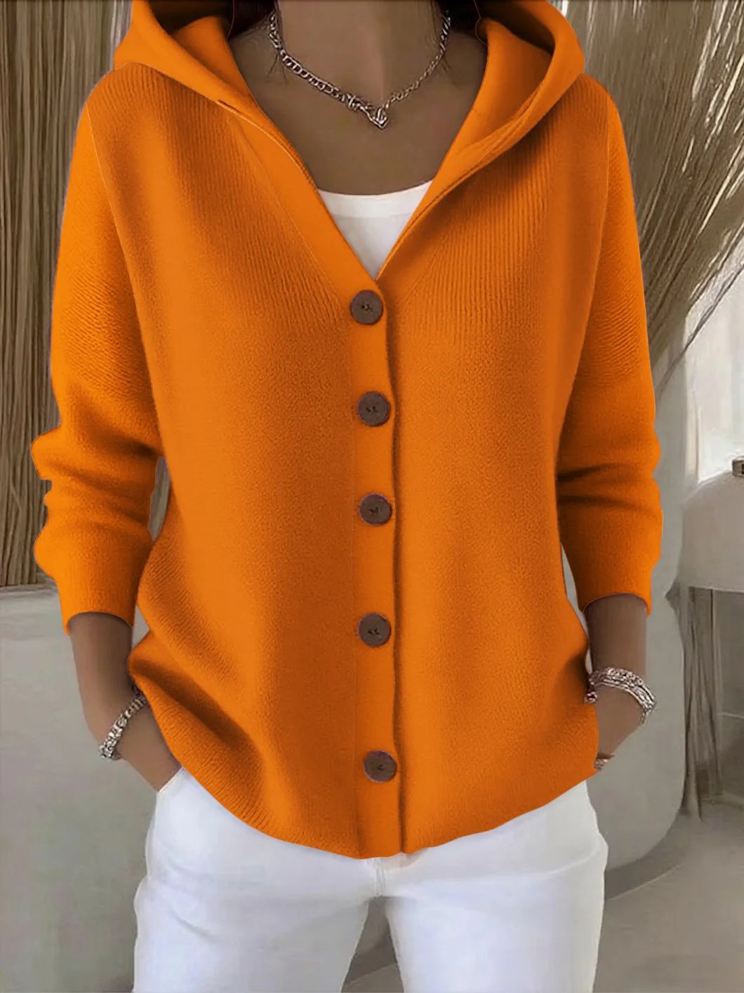 Darienne™ | Cardigan en maille à capuche boutonné