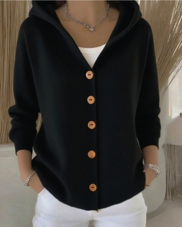 Darienne™ | Cardigan en maille à capuche boutonné