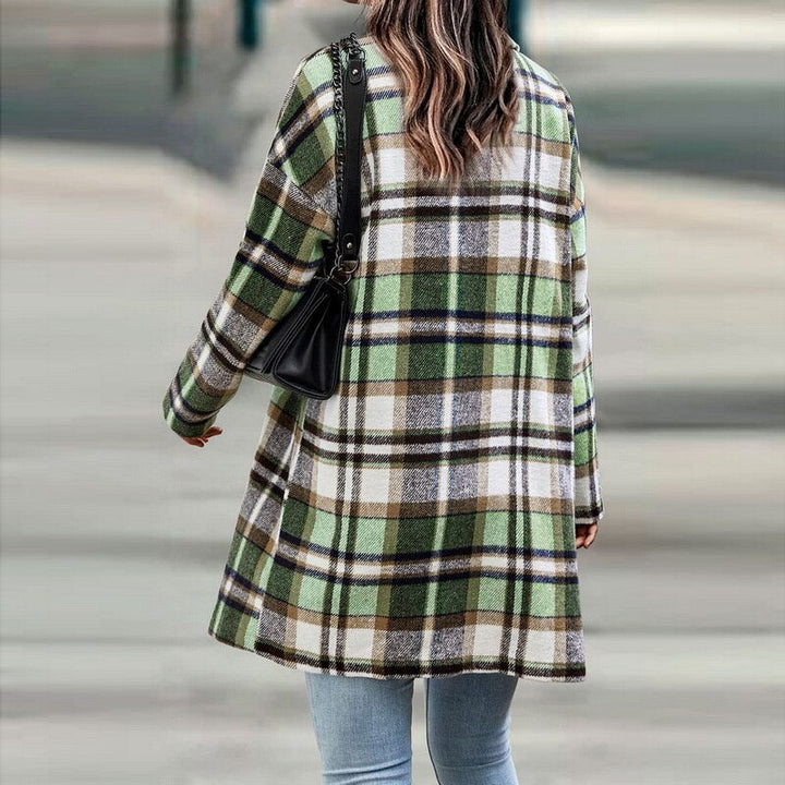 Dames Regular Fit Geruite Jas – Casual ruitpatroon, plaid check jas voor dagelijks gebruik