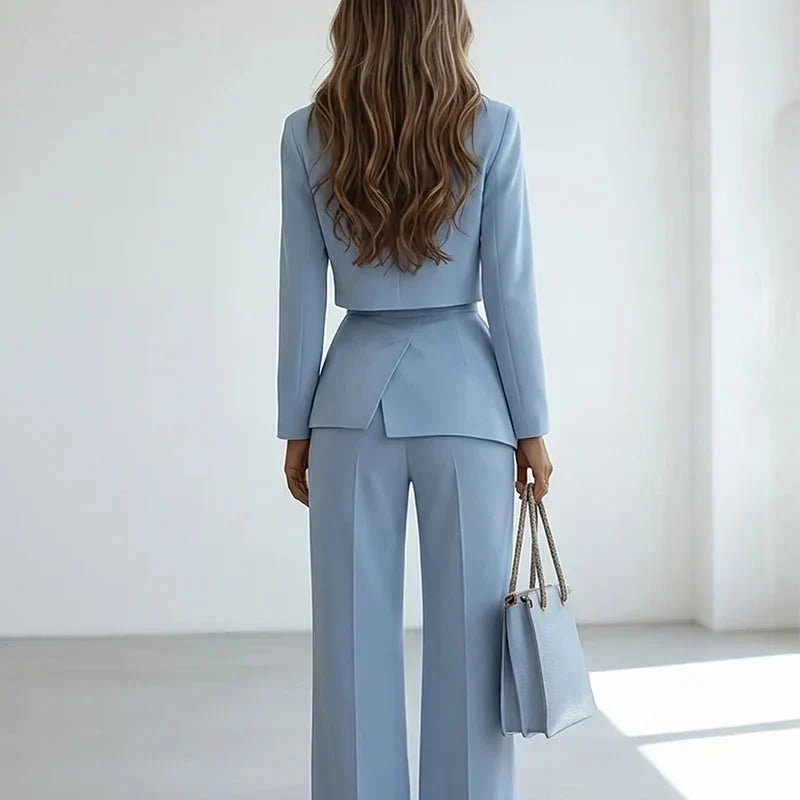 Wearbella – Notch Lapel Layered-Look Blazer And Trouser Set