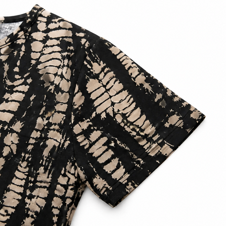 Solara – Printed A-Line Shift Dress with Short Sleeves &amp; Buttons