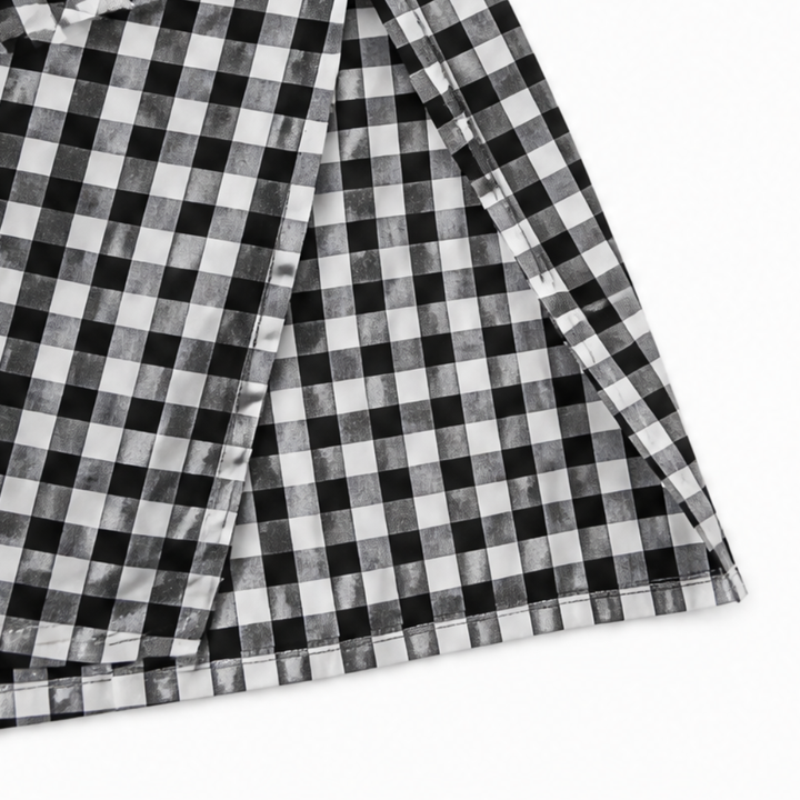 Harlowe – Gingham Button-Front Maxi Shirt Dress with Side Slits