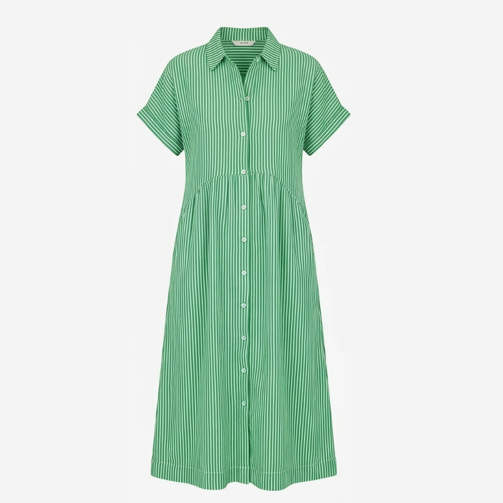 Elira – Airy Striped Midi Shirt Dress