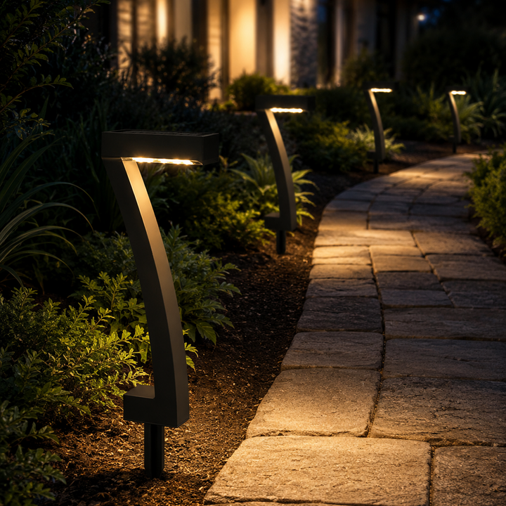 Lunavia – Sculptural 7-Shape Solar Pathway Lights, Warm 2700K Glow, IP65 Waterproof