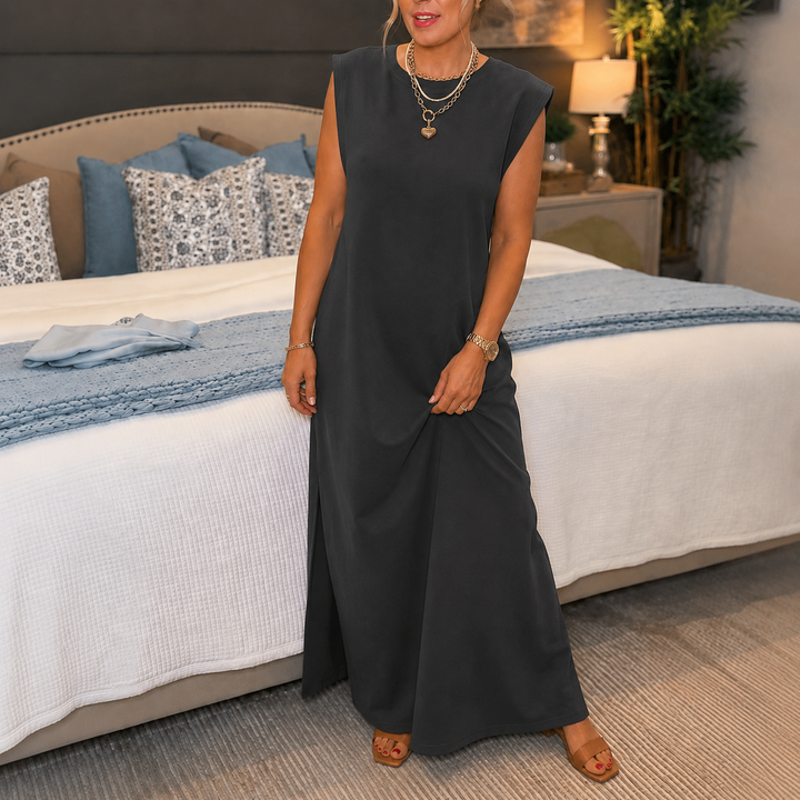 Marella – Wrinkle-Free Split-Hem Maxi Dress with Pockets