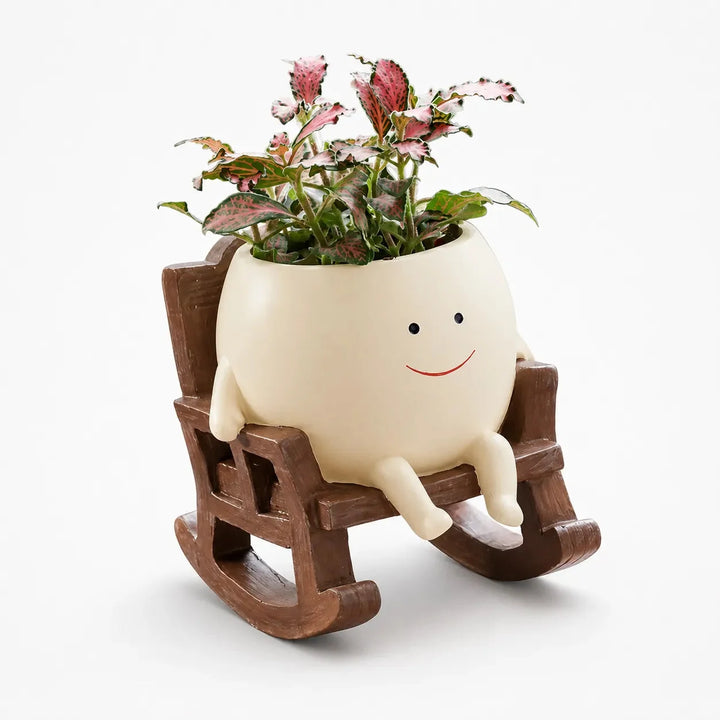 Pippin – Smiley Face Planter Pot with Rocking Chair, Swing &amp; Hammock Designs