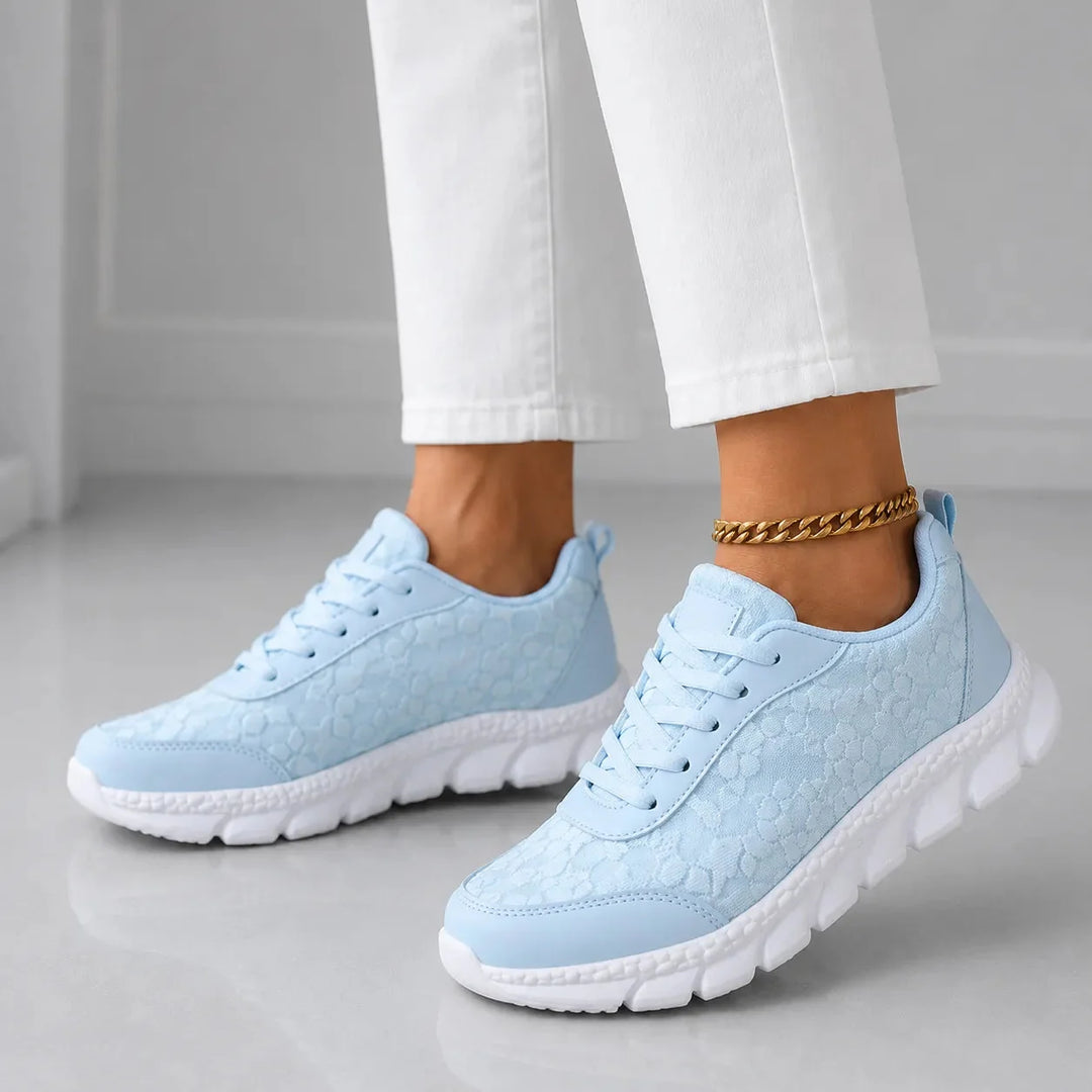 Stelline – Star Mesh Platform Sneakers for Women, Breathable White Lace