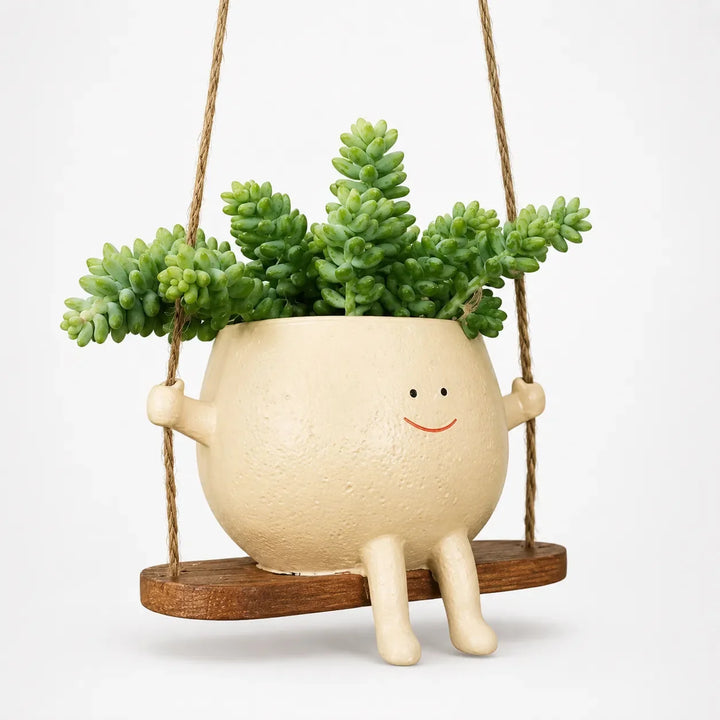 Pippin – Smiley Face Planter Pot with Rocking Chair, Swing &amp; Hammock Designs