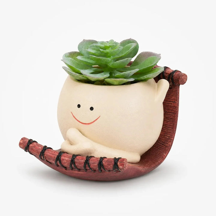 Pippin – Smiley Face Planter Pot with Rocking Chair, Swing &amp; Hammock Designs