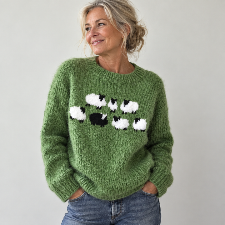 Green Cute Sheep Sweater