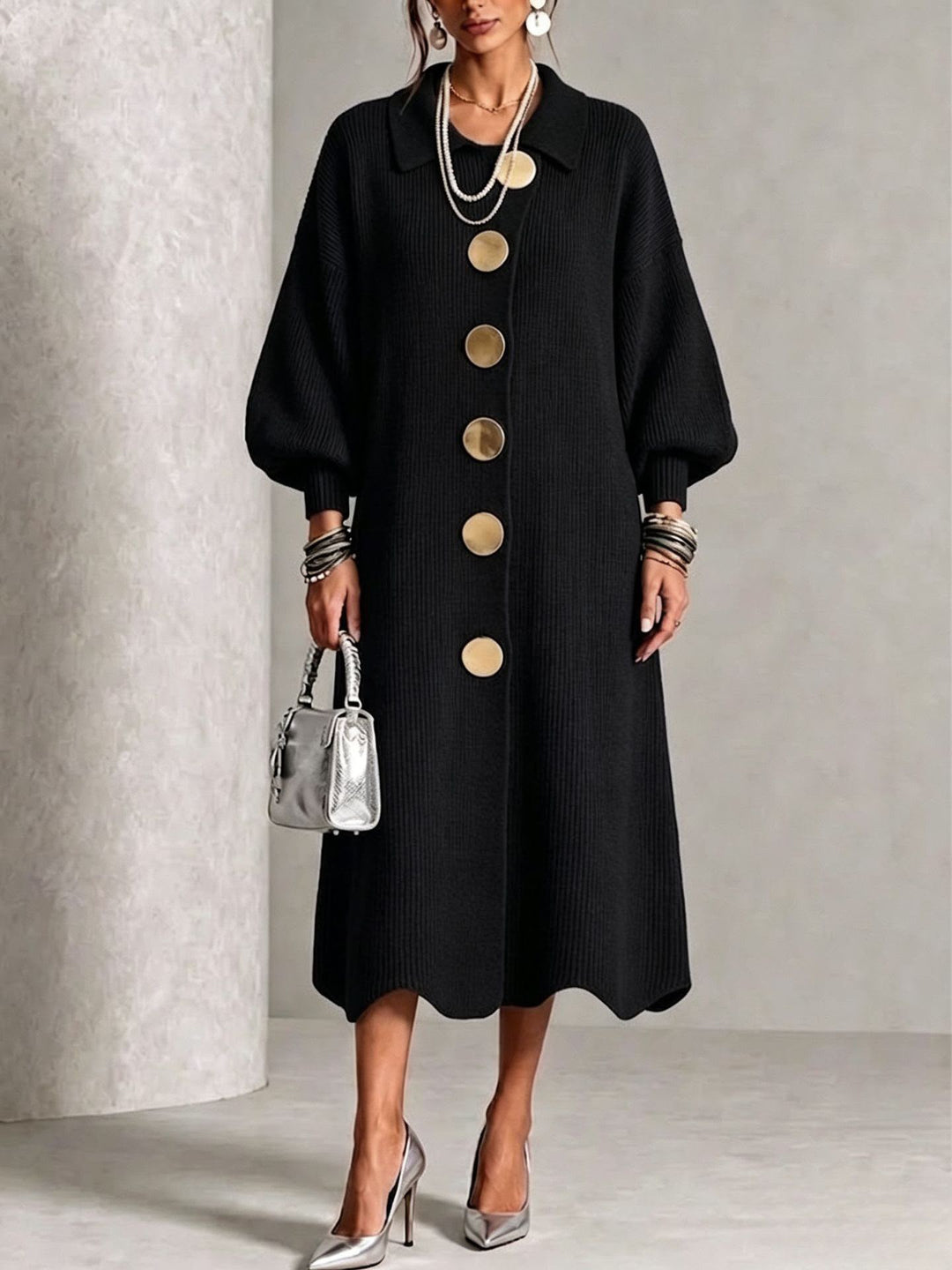 Evelyn | Elegant Button Knit Dress