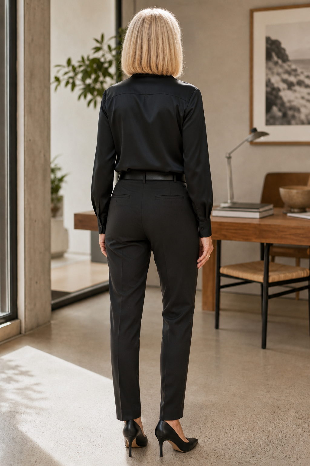 Placket &amp; Poise – Concealed Placket Satin Long Sleeve Blouse