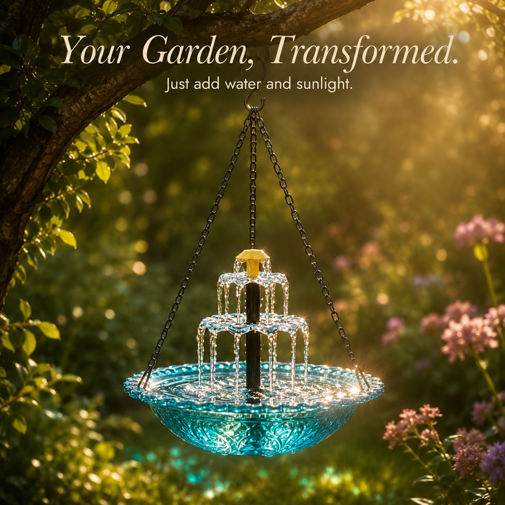 Avelora – Solar Hanging Bird Bath Fountain with Two-Tier Cascade
