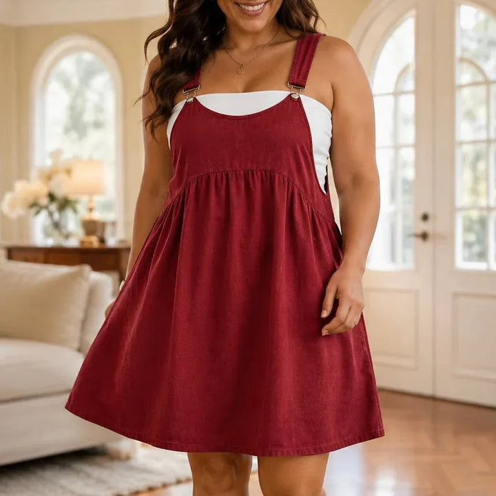 Cloverly – Empire-Waist Pinafore Babydoll Dress with Pockets, Plus Size 0XL–5XL