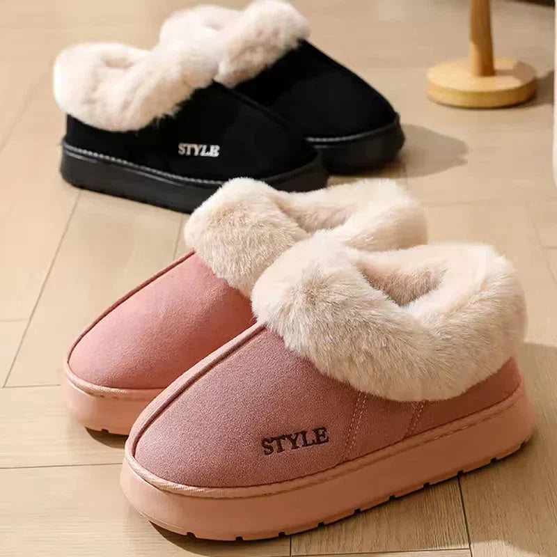 New Platform Snow Boots for Women – Thick Warm Wool House Shoes &amp; Outdoor Anti-Slip Fur Velvet Weatherproof Cushioned Ankle Short Boots