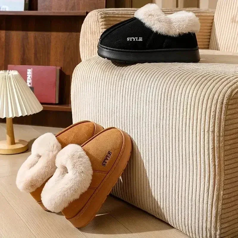 New Platform Snow Boots for Women – Thick Warm Wool House Shoes &amp; Outdoor Anti-Slip Fur Velvet Weatherproof Cushioned Ankle Short Boots