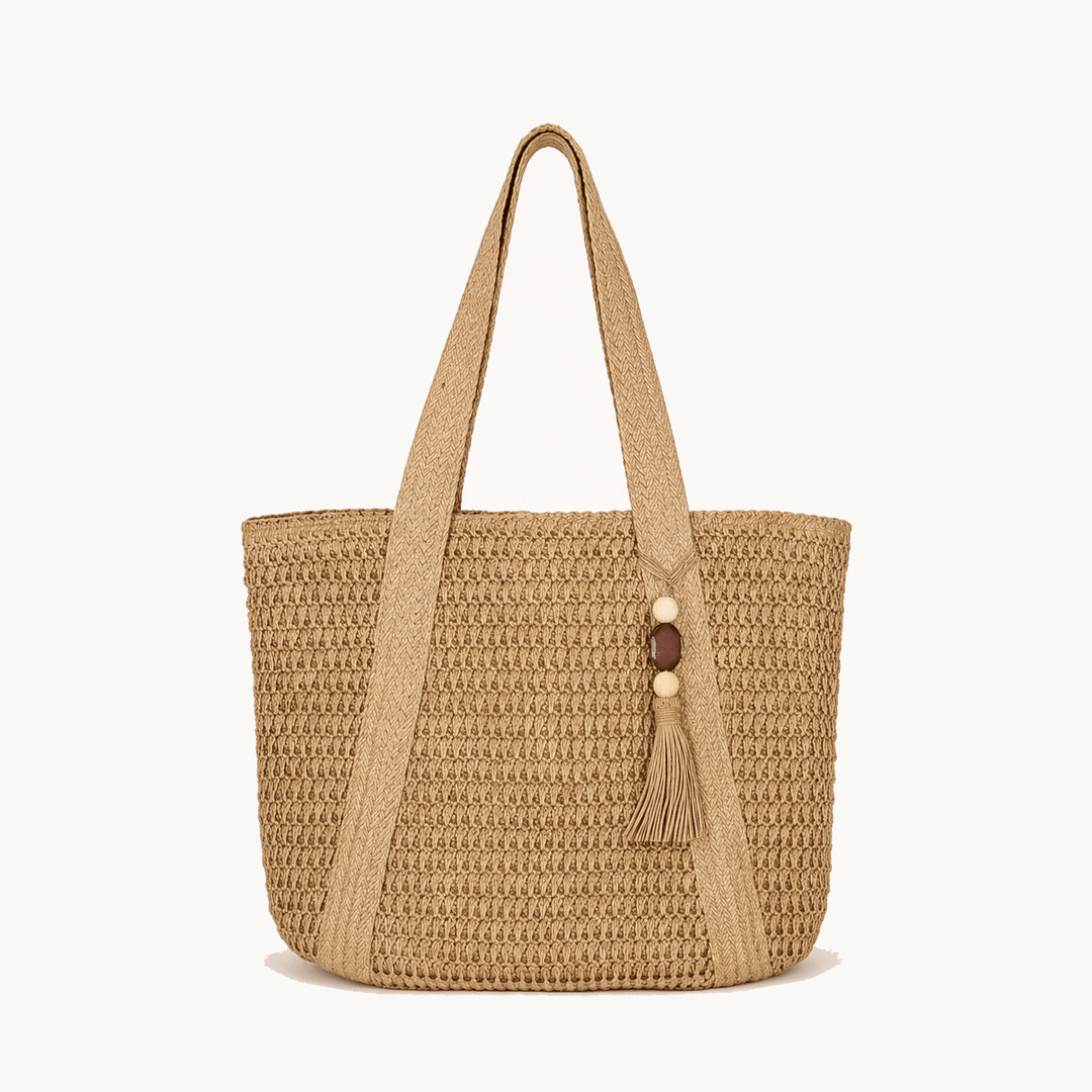 Solenne – Handwoven Straw Tote with Zip Lining