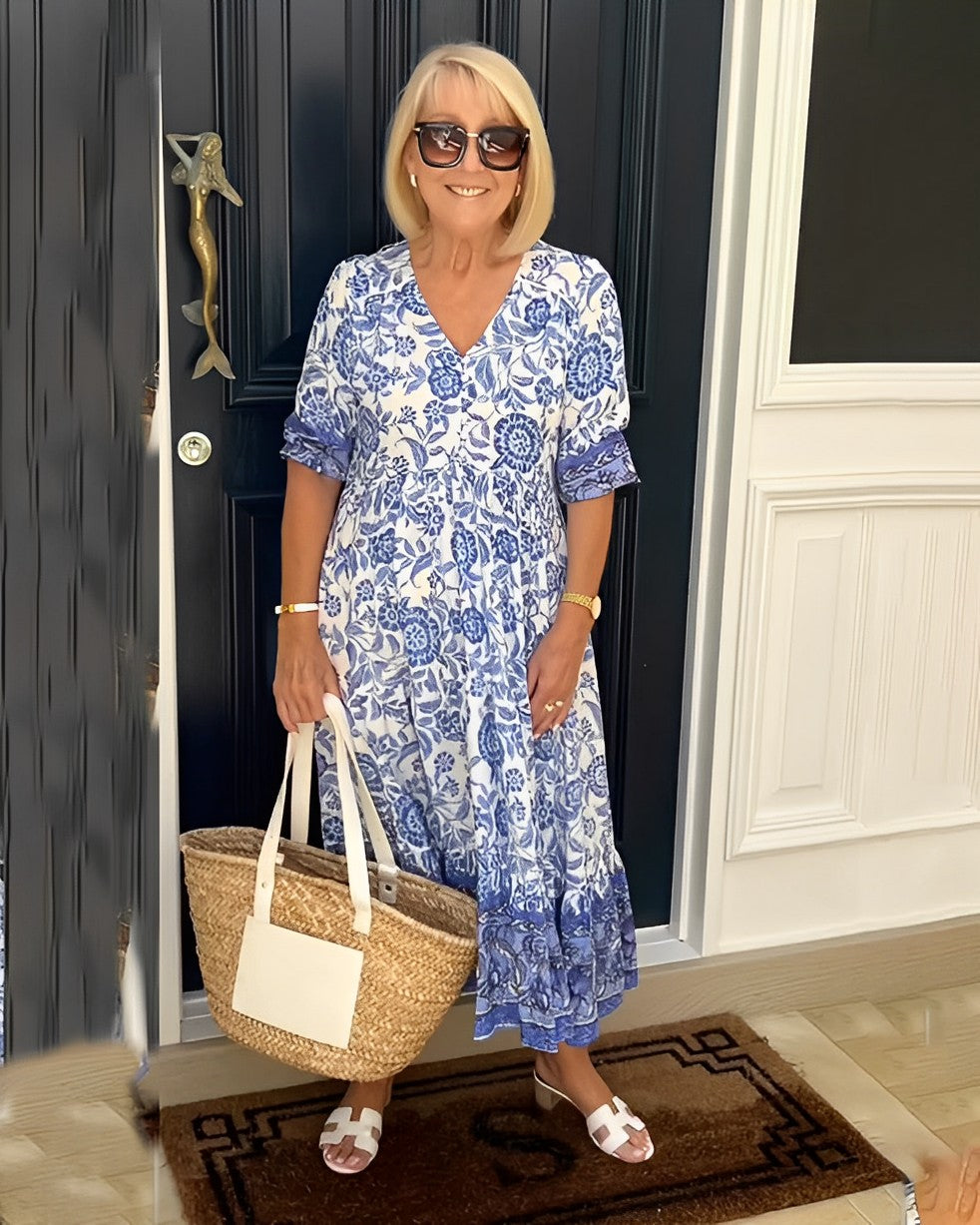 Ellie | Robe florale gracieuse à col en V