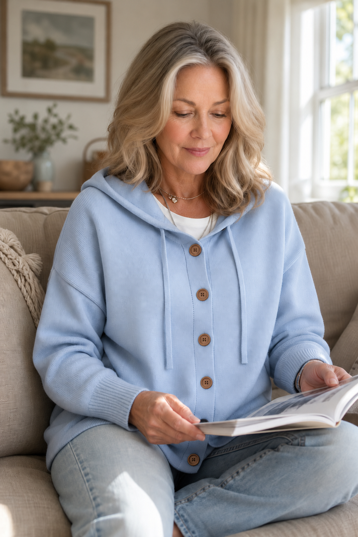 Wearbella – Hooded Ribbed Knit Drawstring Cardigan
