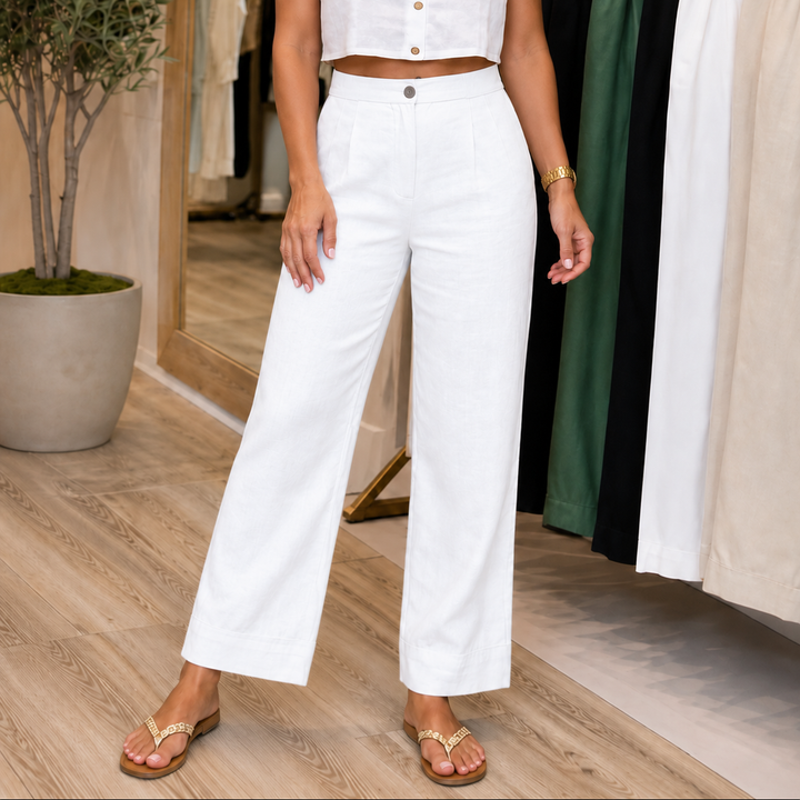 Trueline – Cotton Blend Wide Leg Trousers