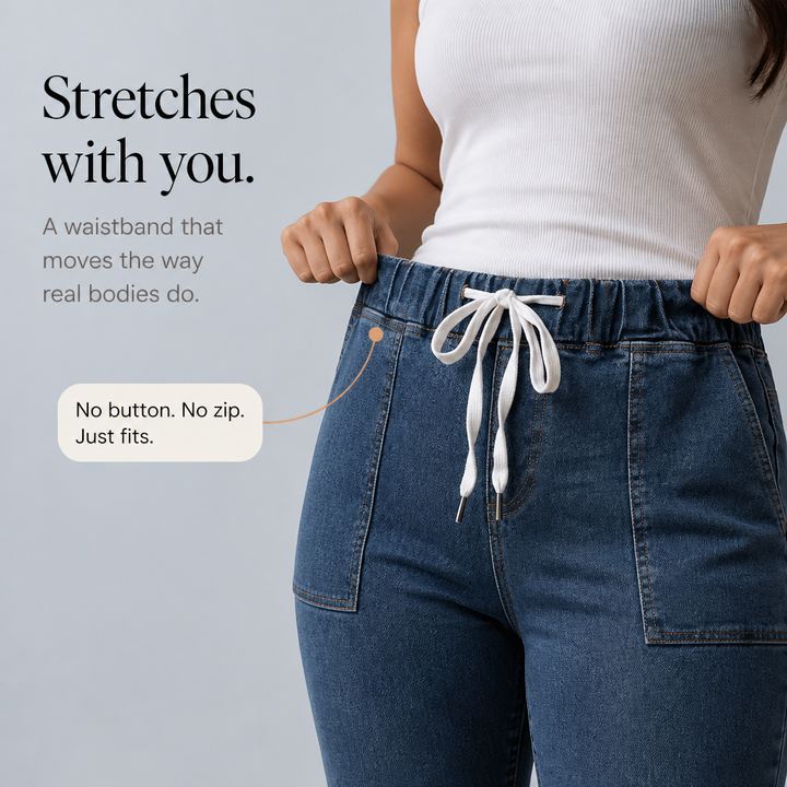 Trouver – Drawstring Waist Tapered Leg Denim Joggers